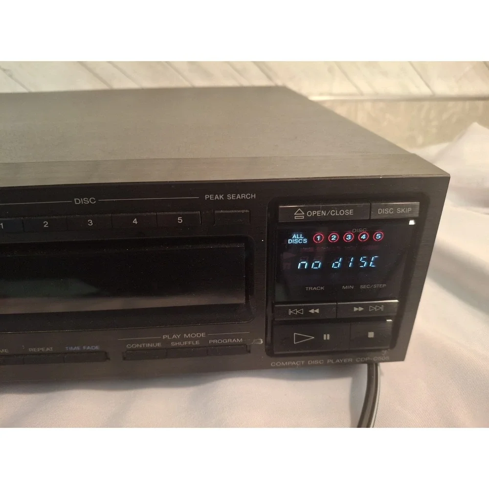 Sony CDP-C505 5-Disc Carousel CD Player Black Vintage 1990 Hi-Fi Audio NO REMOTE